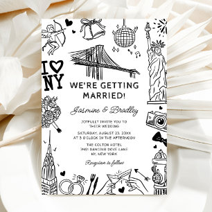 Invitation Mariage Doodle Fun New York