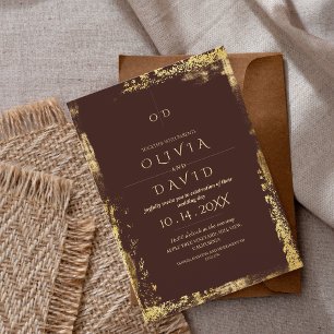 Invitation Mariage d'or Brown moderne Royal