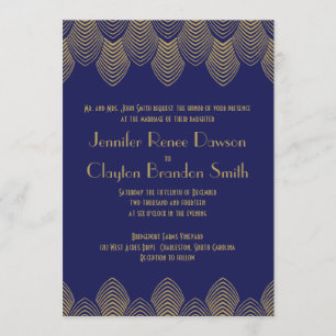 Invitation Mariage d'or de la marine de Vintage Art déco des 
