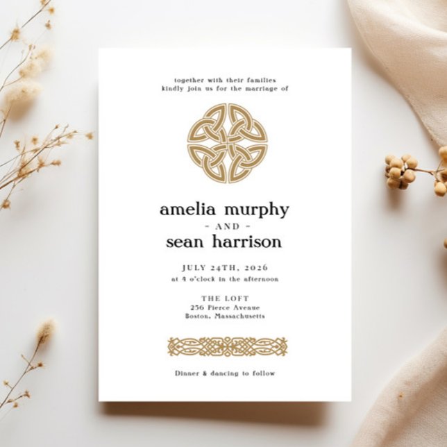 Invitation Mariage d'or de noeud celtique irlandais (Créateur téléchargé)