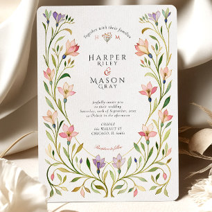 Invitation Mariage d'or floral Art nouveau