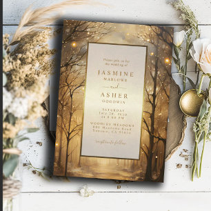 Invitation Mariage d'or forestier enchanté