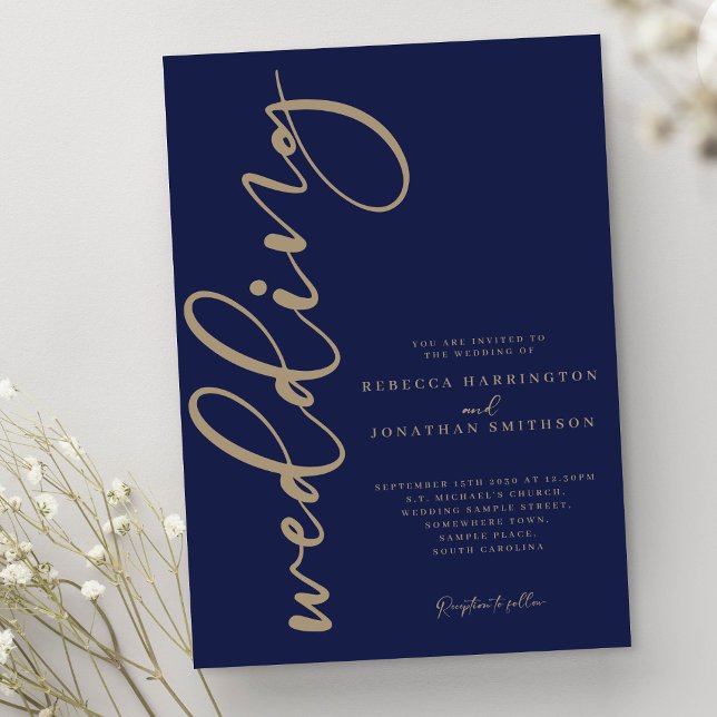 Invitation Mariage d'or minimal de la marine (Créateur téléchargé)