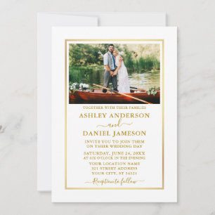 Invitation Mariage d'or photo moderne élégant