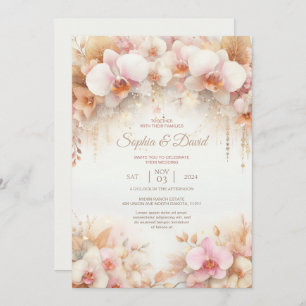 Invitation Mariage d'orchidées pastel Watercolor
