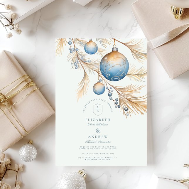 Invitation Mariage d'ornement bleu Dusty (Créateur téléchargé)