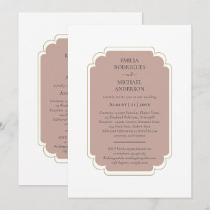 Invitation Mariage double face BILINGUE Dusty Rose