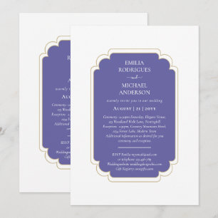 Invitation Mariage double face BILINGUE Pourpre Peri