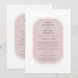 Invitation Mariage double face BILINGUE Rose rose