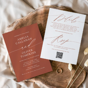 Invitation Mariage double face minimaliste en terre cuite