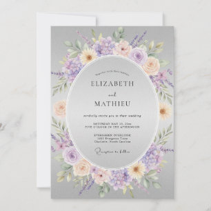 Invitation Mariage Douce Étreinte Florale de Lavande