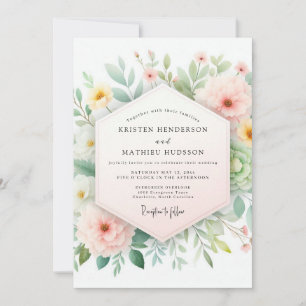 Invitation Mariage Douce Floraison Rose et Sauge