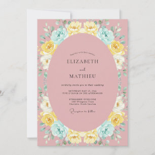 Invitation Mariage Douce Mauve Pivoine Jaune