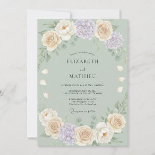 Invitation Mariage Douce Pivoine Lilas Champagne