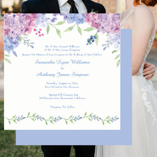 Invitation Mariage doux bleu Hydrangea Fleurs
