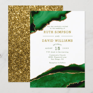 Invitation Mariage d'Parties scintillant de luxe Emerald and 
