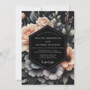 Invitation Mariage Dramatique Blush & Slate Bloom