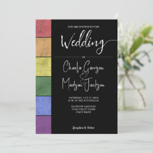 Invitation Mariage drapeau LGBT orgueil Vintage Script typogr