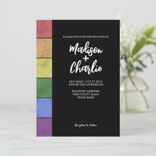 Invitation Mariage drapeau LGBT orgueil Vintage Script typogr