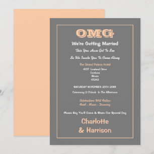Invitation Mariage drôle gris pêche informel
