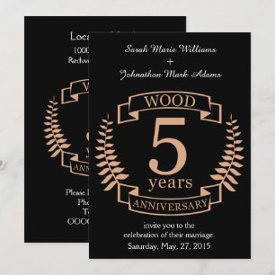 Invitation Mariage du bois 5 ans