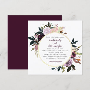 Invitation Mariage du cercle d'or blanc rose violet