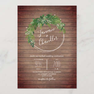 Invitation Mariage du cercle verdoyant de planches à bois