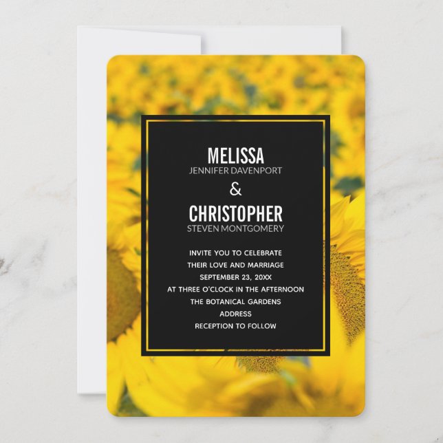 Invitation Mariage du champ de tournesol jaune (Devant)