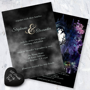 Invitation Mariage du cimetière gothique de fumée noire