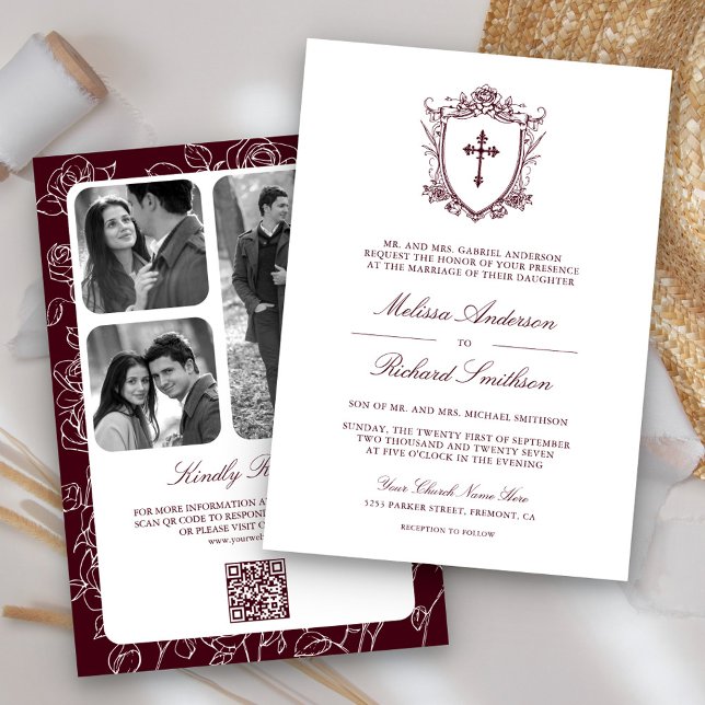 Invitation Mariage du code QR catholique de Bourgogne de l'Ét (Créateur téléchargé)