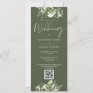 Invitation Mariage du code QR vert de l'olivier de verdure