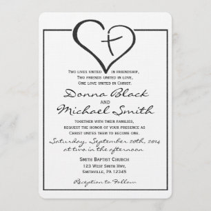 Invitation Mariage du coeur croisé noir