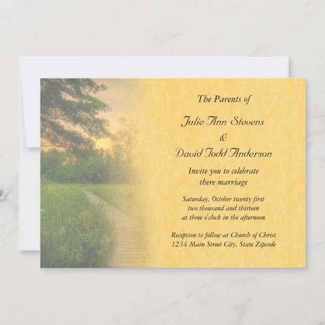 Invitation Mariage du coucher de soleil du pays (Devant)