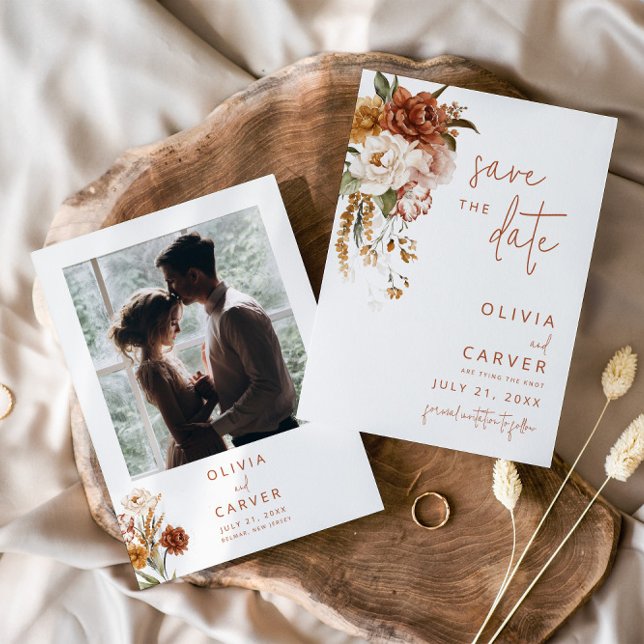 Invitation Mariage du coucher de soleil floral Enregistrer la (Créateur téléchargé)