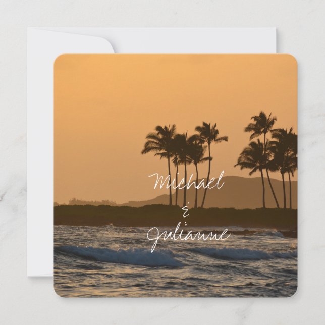 Invitation Mariage du coucher de soleil Hawaii (Devant)