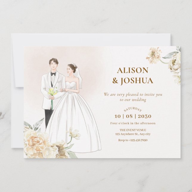 Invitation Mariage du couple esthétique blanc (Devant)