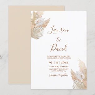 Invitation mariage du désert de Pampas Grass