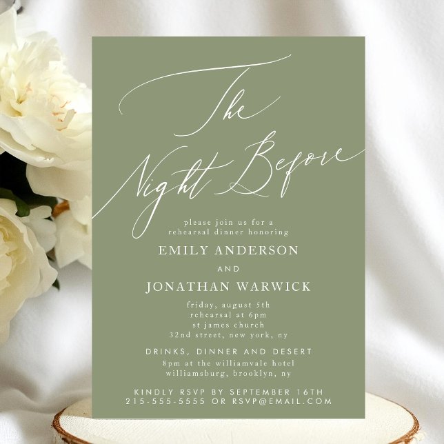 Invitation Mariage du dîner de répétition Sage Green (Créateur téléchargé)