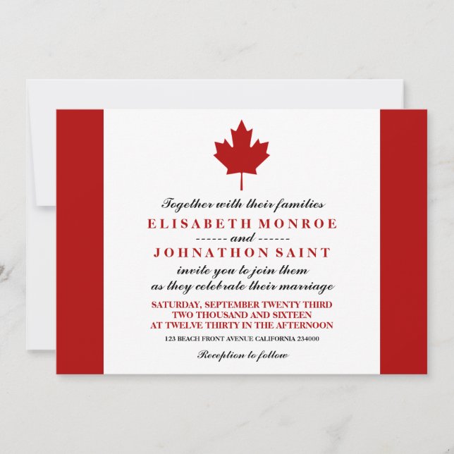 Invitation Mariage du drapeau canadien (Devant)