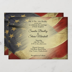 Invitation Mariage du drapeau Vintage américain patriotique