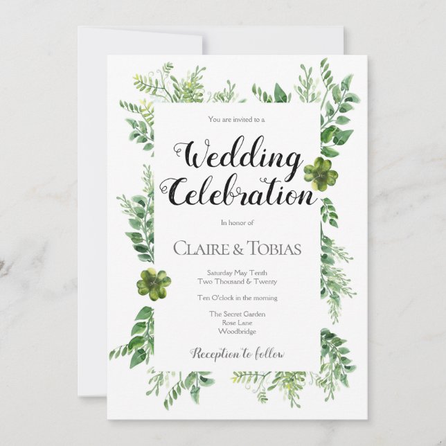 Invitation Mariage du feuillage de printemps de la plante sau (Devant)