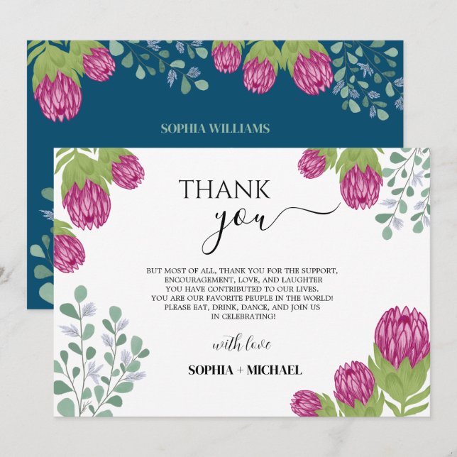 Invitation Mariage du jardin de fleurs de Protea (Devant / Derrière)