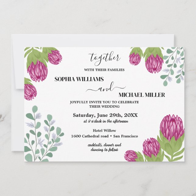 Invitation Mariage du jardin de fleurs Protea (Devant)