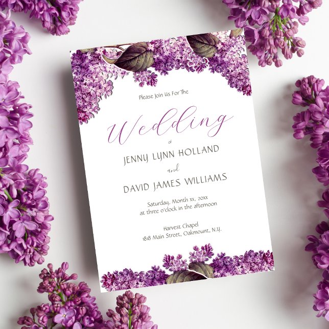 Invitation Mariage du jardin de printemps de Lilac (Créateur téléchargé)