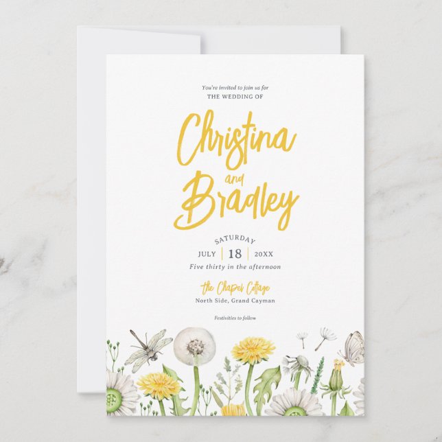 Invitation Mariage du jardin fleur sauvage (Devant)