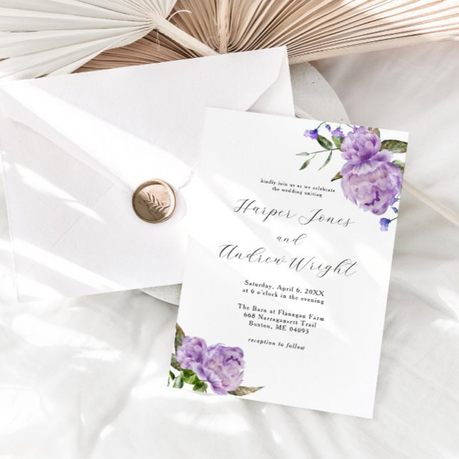 Invitation Mariage du jardin fleuri violet (Créateur téléchargé)