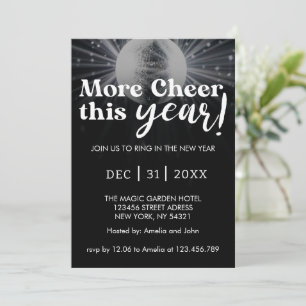 Invitation Mariage du Nouvel An élégant noir argent blanc