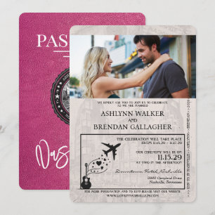 Invitation Mariage du passeport de Magenta Pink Nashville