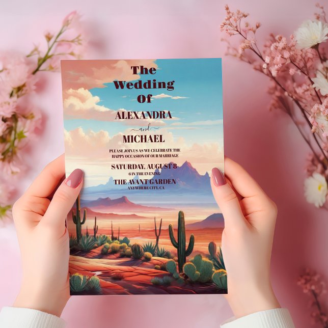 Invitation Mariage du paysage du désert du Saguaro Cactus (Créateur téléchargé)