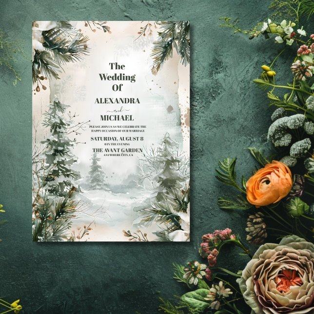 Invitation Mariage du paysage hivernal de la rivière Mountain (Créateur téléchargé)